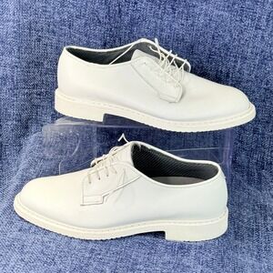 Bates Lites Oxford Men 9.5 E White Leather Plain Toe Uniform Dress Shoe E00131